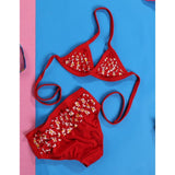 مايوه بناتي قطعتين من الصخرة ألوان متعددة بناتي