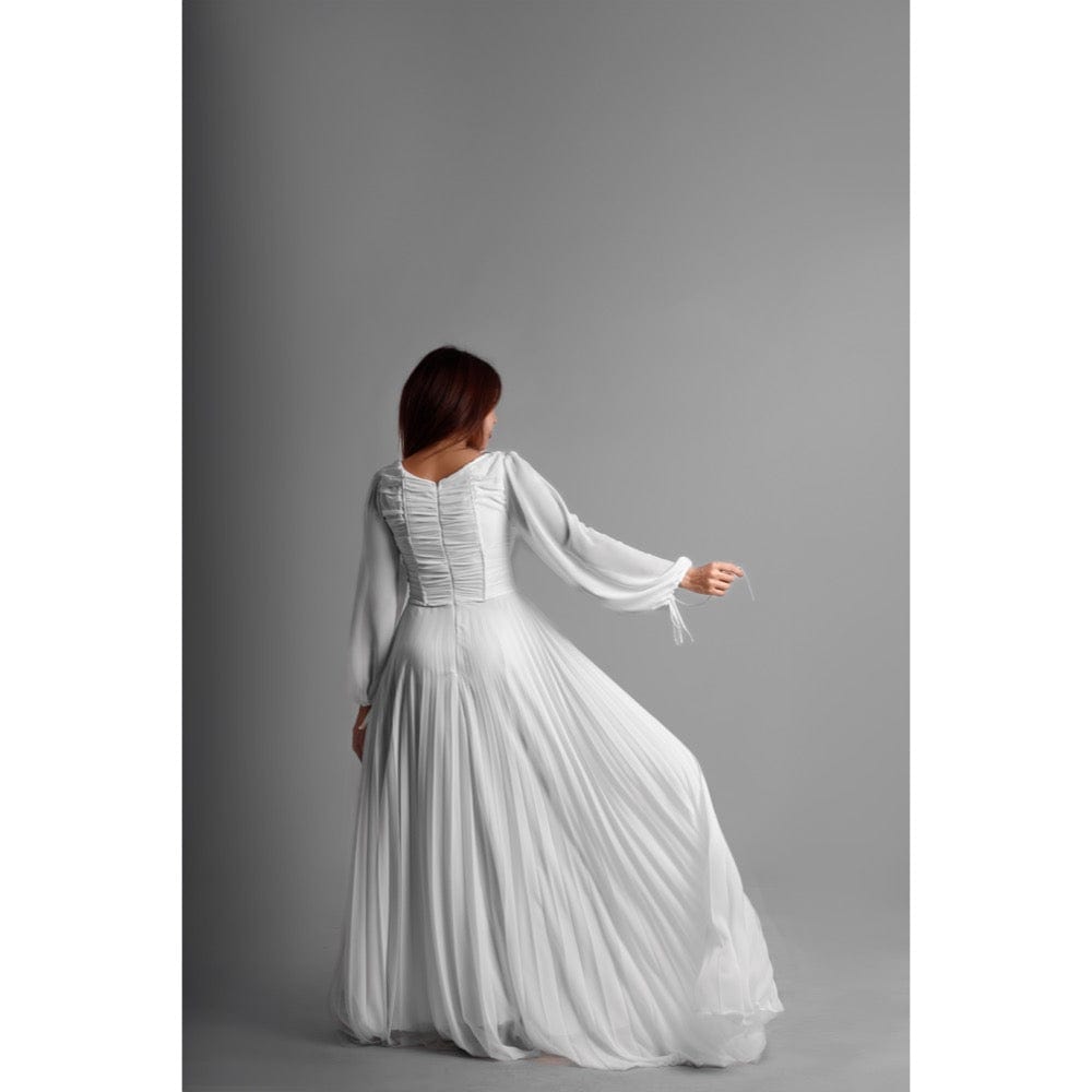 فستان طويل من أرو توتي حريمي شيفون، أبيض