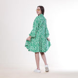 فستان قصير من ميس فينوس حريمي كتان، أخضر