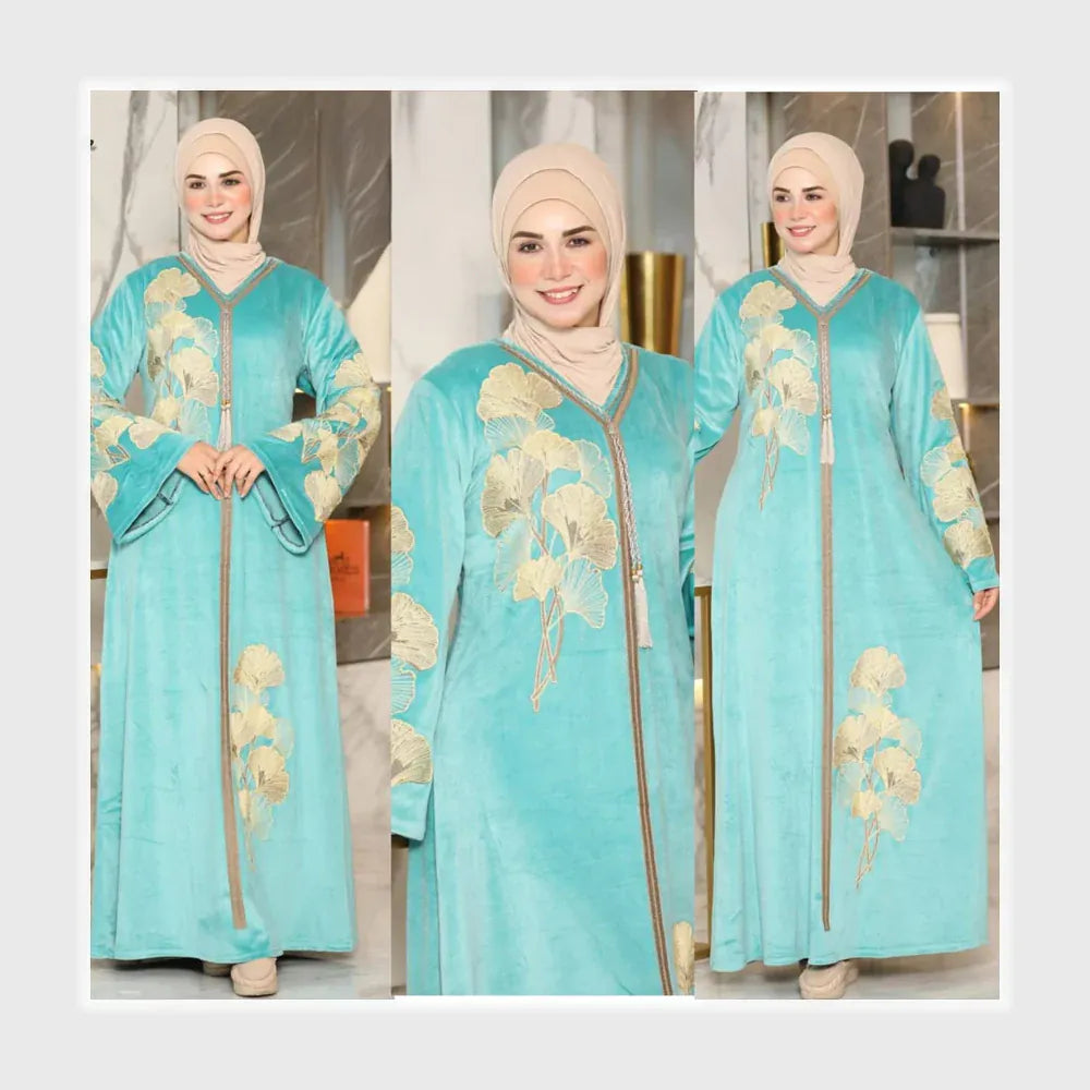 عباية إستقبال حريمي هايدي مستورد وش واحد تطريز الوان متعدده شتوي من ايه ال واي - 21015-1