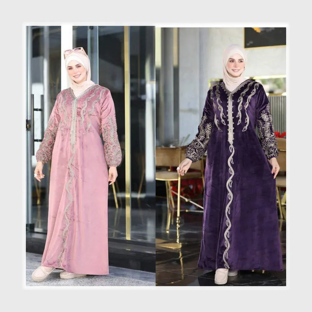 عباية إستقبال حريمي هايدي مستورد وش واحد تطريز الوان متعدده شتوي من ايه ال واي - 21015-4