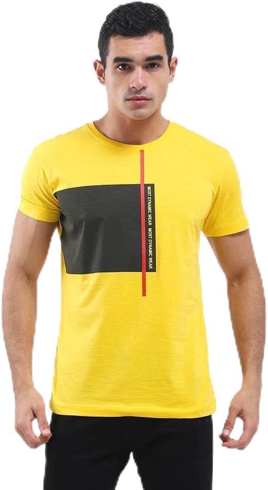 تيشيرت رسومات رجالي اصفر من ازياء