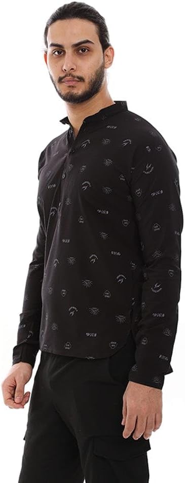 قميص ساده رجالي اسود من ازياء