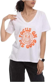 تيشرت نص كم برقبه دائريه حريمي قطن ليكرا الوان متعددة صيفي من ازياء -am-8