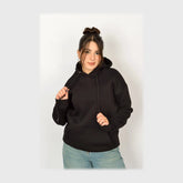 سويتشيرت هودي ساده اوفر سايز حريمي ملتون قطن اسفنجي اسود شتوي من الهيبه - 2250-B