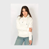 سويتشيرت هودي ساده اوفر سايز حريمي ملتون قطن اسفنجي ابيض شتوي من الهيبه - 2250-W