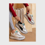 حذاء سنيكرز حريمى فوندي جلد إسكاي مستورد ونعل PVC حقن الوان متعددة جميع المواسم من كيو آر شوز - 2901