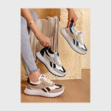 حذاء سنيكرز حريمى فوندي جلد إسكاي مستورد ونعل PVC حقن الوان متعددة جميع المواسم من كيو آر شوز - 2902