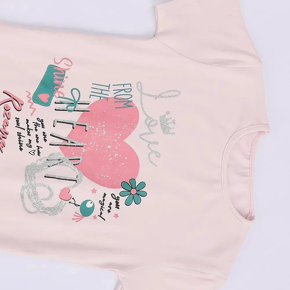 طقم تيشيرت وبنطلون من روزانا بناتي سينجل ليكرا ألوان متعددة