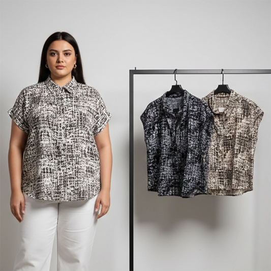 شميز ماسة مشجر V حريمى ماسة شيفون الوان متعددة شتوي من دبيو بي - 4998