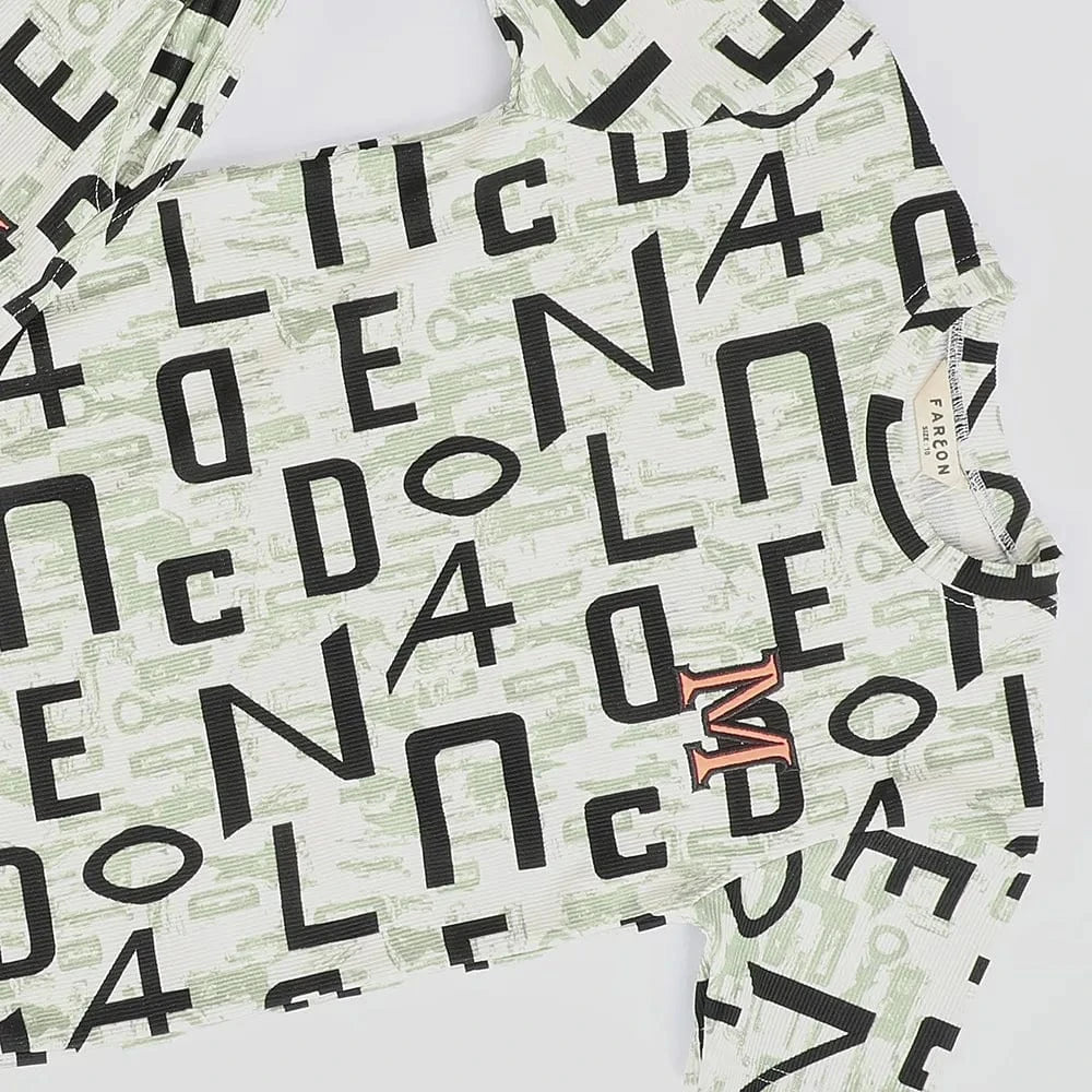 تيشيرت نص كم وبنطلون لياقه كوريشه اولادي بسكوته الوان متعددة صيفي من فرعون - 5106