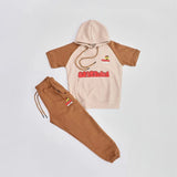 تيشيرت نص كم بغطاء راس وبنطلون وسط مطبوع اولادي كاردونيه الوان متعددة صيفي من فرعون - 5111