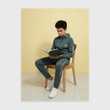 ترنج قطعتين خريفي بكابيتشو اطفالي محير سوفت نايلون خريفي كحلي شتوى من فرعون - 5180-g