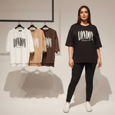 تيشرت اوفر سايز مطبوع حريمى قطن 100% الوان متعددة شتوي من دبيو بي - 5723