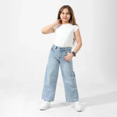 بنطلون جينز وايد ليج بناتى جينز رباعيه ليكرا الوان متعددة جميع المواسم من ريمنت - 820