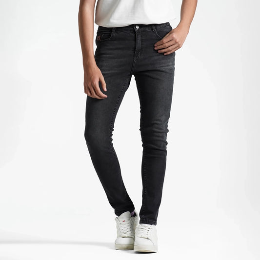 بنطلون جينز سليم فيت اولادى جينز رباعيه ليكرا اسود جميع المواسم من ريمنت - 884