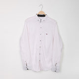 قميص أكمام طويلة من الهيبة رجالي قطن/ليكرا; أبيض