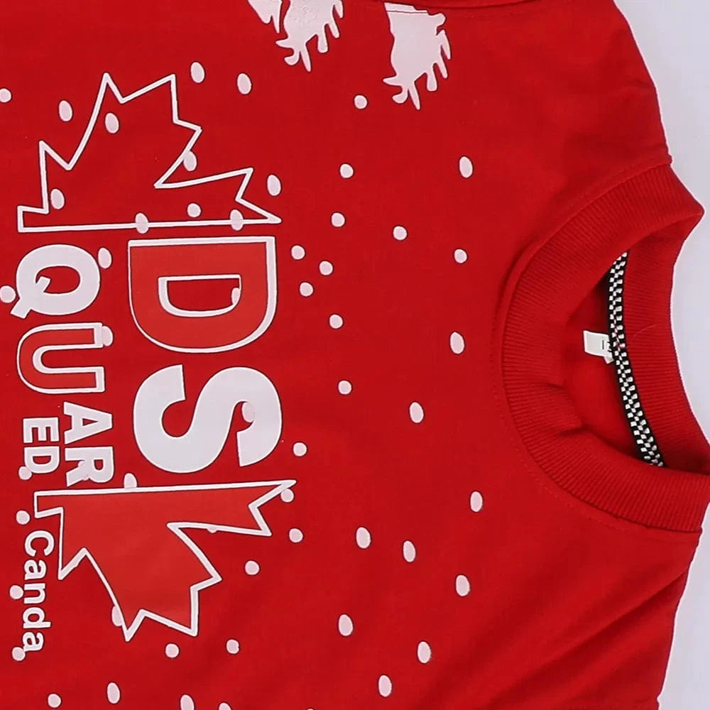 تيشرت نص كم وبنطلون اولادي محير ميلتون رسومات احمر في اسود صيفي من براند الغلابة - BRAND-10