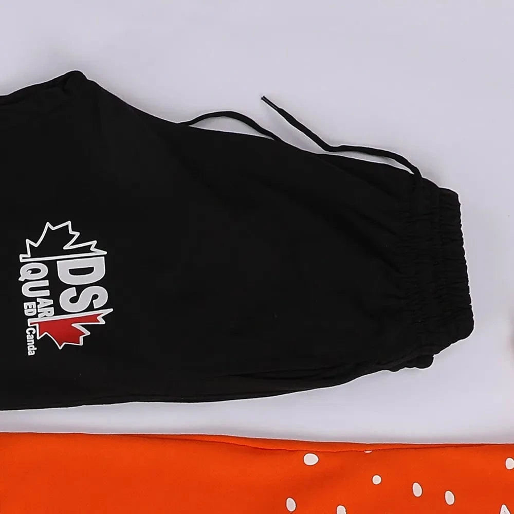 تيشرت نص كم وبنطلون اولادي محير ميلتون رسومات برتقالي في اسود صيفي من براند الغلابة - BRAND-11