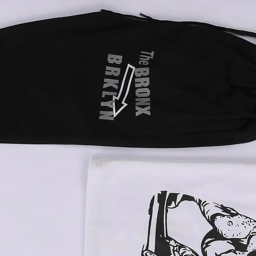 تيشرت نص كم وبنطلون اولادي محير ميلتون رسومات اسود في ابيض صيفي من براند الغلابة - BRAND-7