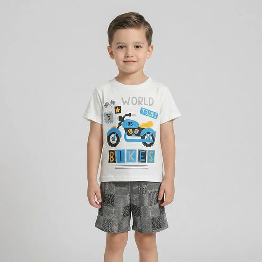 ترنج مطبوع قطعتين اولادي قطن الوان متعددة صيفى من ايه ال واي - KO-13