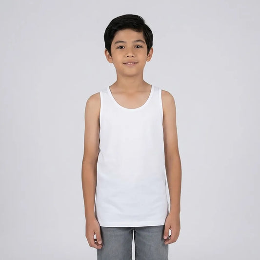 تيشيرت داخلي كت ساده اولادي قطن ابيض صيفى من ايه ال واي - KO-25