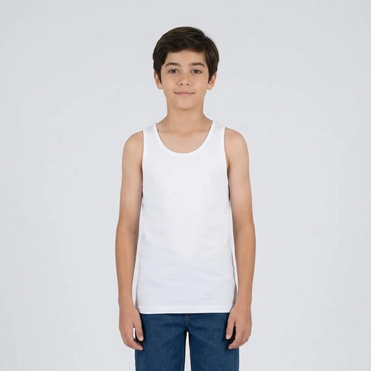 تيشيرت داخلي كت ساده اولادي قطن ابيض صيفى من ايه ال واي - KO-26
