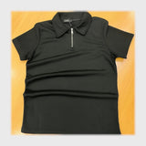 تيشيرت بولو لياقة ونصف سوستة بسكوتة رجالي أسود صيفي من فرعون