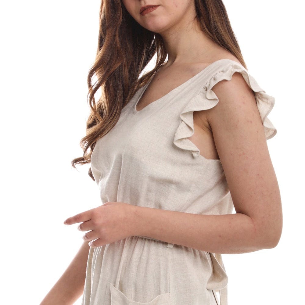 فستان من اسبنوزا حريمي لينن مستورد; بيج