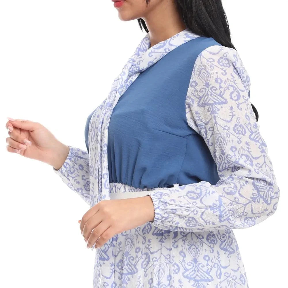 فستان طويل مستورد حريمي ازرق من ازياء