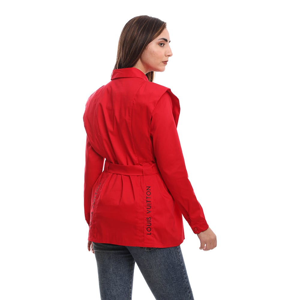 قميص من اسبنوزا حريمي بوبلين مستورد ; أحمر