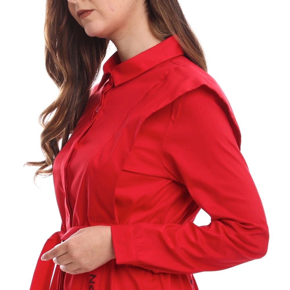 قميص من اسبنوزا حريمي بوبلين مستورد ; أحمر