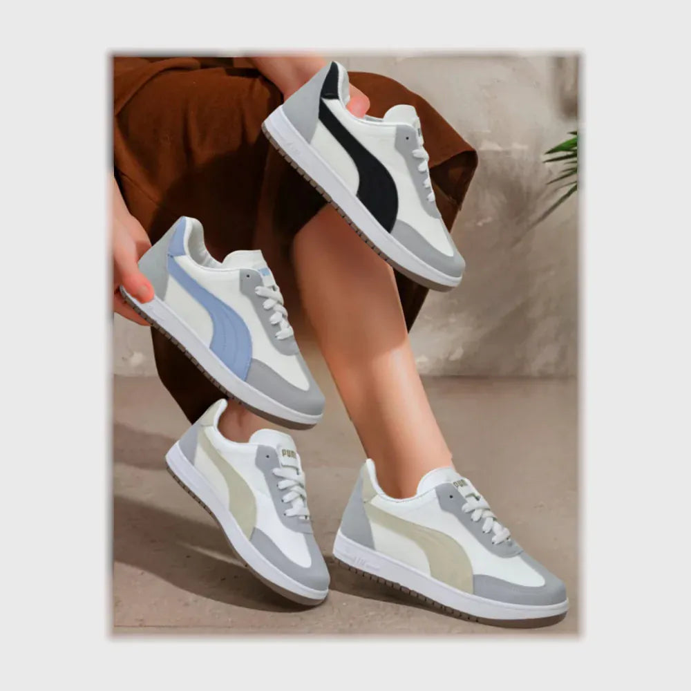 حذاء سنيكرز حريمى فوندي جلد إسكاي مستورد ونعل PVC حقن الوان متعددة جميع المواسم من الشماع - rt-210
