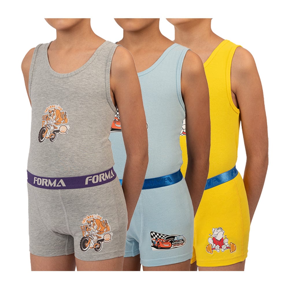 طقم فانلة وبوكسر أولادي الوان متعددة من فورما