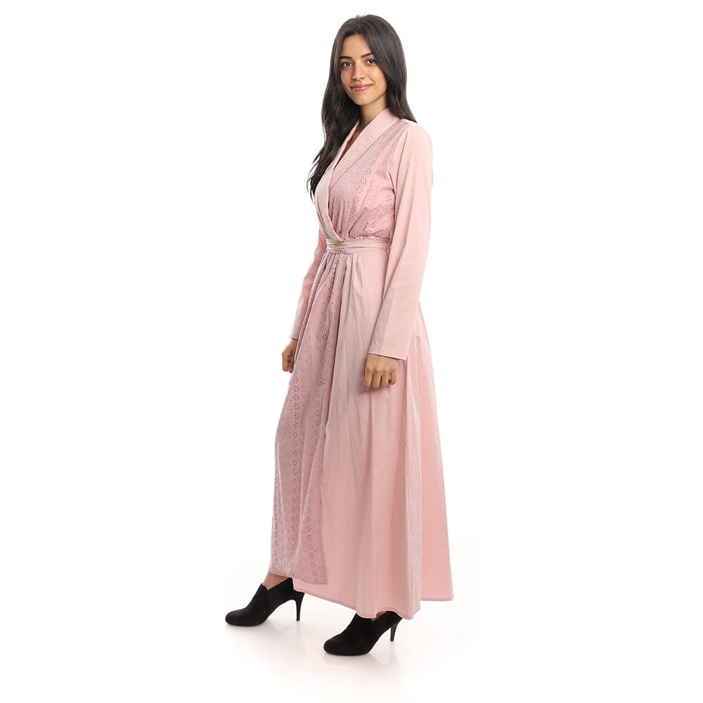 فستان طويل من اسبنوزا حريمي بوبلين/ركامة، روز (6963234799752)