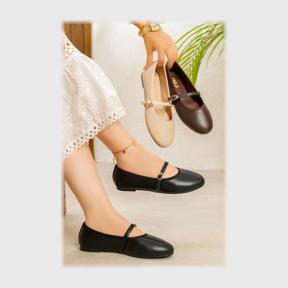 حذاء بلارينا حريمى فوندي جلد إسكاي مستورد ونعل PVC حقن الوان متعددة جميع المواسم من توب تو - 035-40