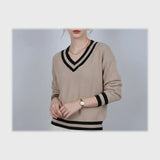 بلوفر رقبه V تريكو حريمي تريكو الوان متعددة شتوي من إم كيه إم فاشون - 100