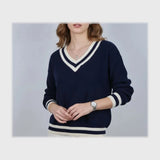 بلوفر رقبه V تريكو حريمي تريكو الوان متعددة شتوي من إم كيه إم فاشون - 100