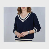 بلوفر رقبه V تريكو حريمي تريكو الوان متعددة شتوي من إم كيه إم فاشون - 100