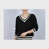 بلوفر رقبه V تريكو حريمي تريكو الوان متعددة شتوي من إم كيه إم فاشون - 100