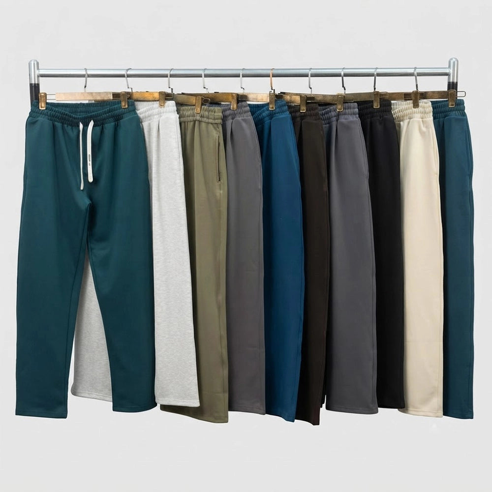 بنطلون وايد ليج رجالى انترلوك قطن مستورد رمادي فاتح صيفى من اركان - 1002-1