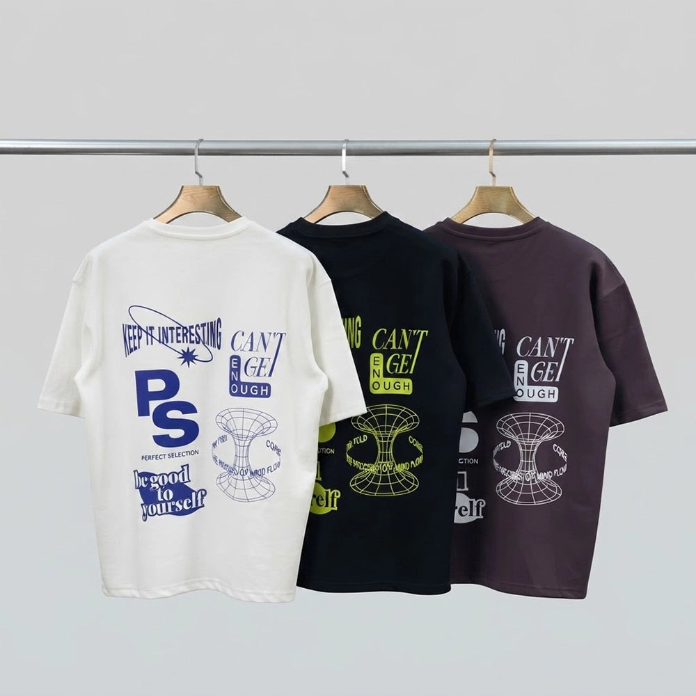 تيشيرت اوفر سايز مطبوع رجالى انترلوك قطن مستورد اسود صيفى من اركان - 1005-1