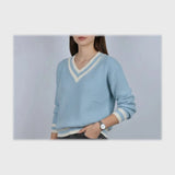 بلوفر رقبه V تريكو حريمي تريكو الوان متعددة شتوي من إم كيه إم فاشون - 100