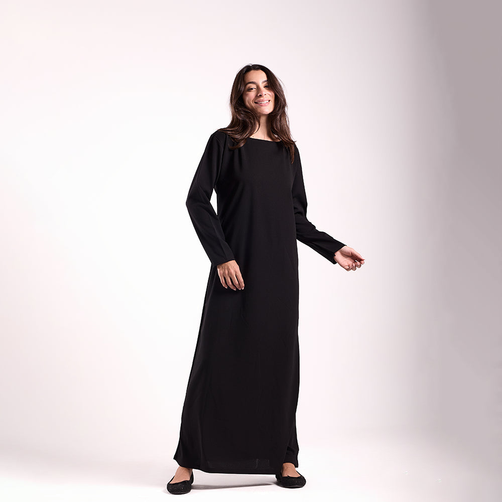 فستان دريل بيسيك طويل كم حريمى اسكوبا الوان متعددة جميع المواسم من رودي - 1012