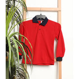 Al Sakhra School Long Sleeves Polo Shirt for Kids, Pique Spun - Red