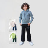 طقم 2 قطعة اولادى ميلتون قطن 100% رمادي-بيج-اخضر شتوي من بابلو - 101