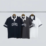 تيشيرت اوفر سايز بولو لياقة باندا رجالى انترلوك قطن مستورد رمادي غامق صيفى من اركان - 1024-1