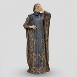 ملحفه اكمام طويلة قطيفه مضلع كنار بالطول من الجنبين مقاس فري سايز حريمى قطيفه فرنساوي مضلع رصاصي غامق شتوي من اتش جي - 1050-Dgy