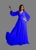 فستان طويل من أرو توتي حريمي شيفون، أزرق
