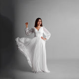 فستان طويل حريمي شيفون ابيض حميع المواسم من ارتوتي -1053-white